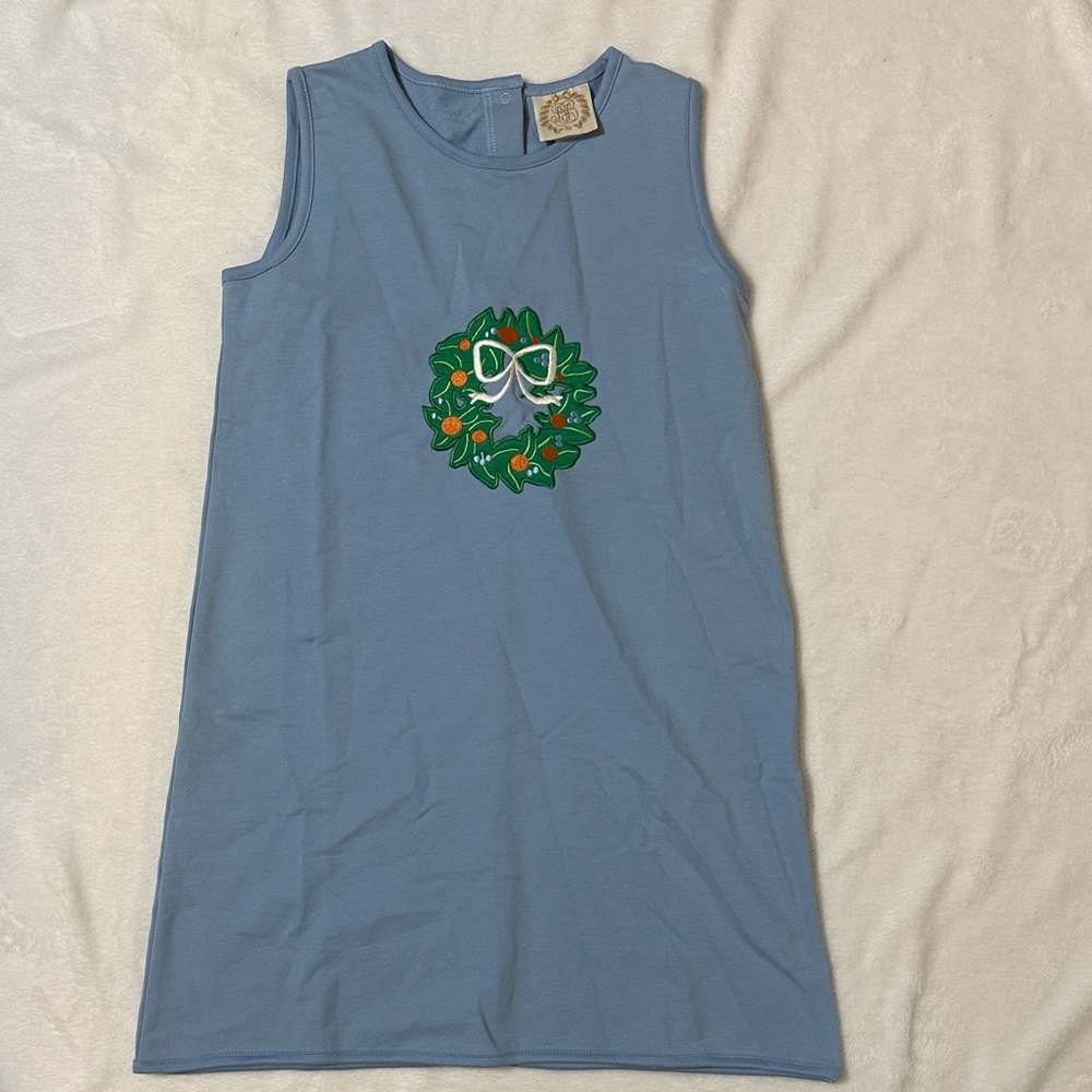 NWOT the Beaufort bonnet co. Blue Sleeveless Dress with Wreath Design 12